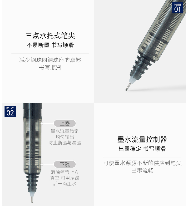 日本pilot百乐v5直液式走珠笔水笔酒红账笔水性笔办公签字笔0.5mm彩色全针管BX-V5黑红蓝粉紫做笔记专用笔-图3