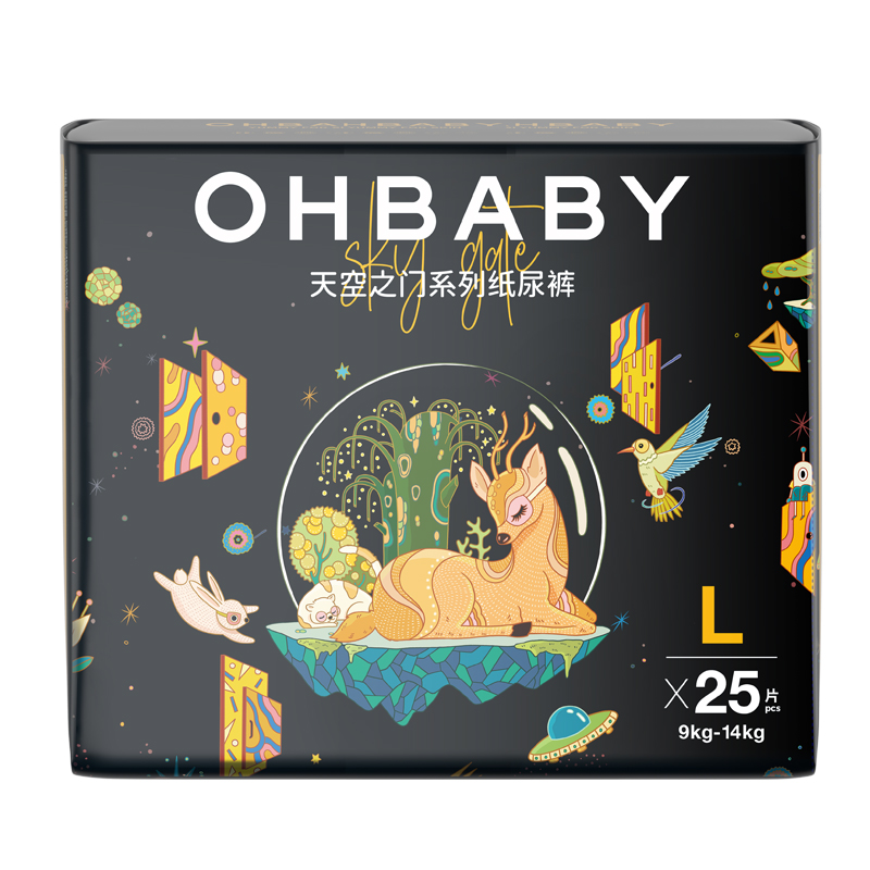 OHBABY欧贝比天空之门纸尿裤奢柔透气宝宝新生婴儿尿不湿NB/S/M/L