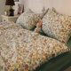 Korean style small fresh floral bedding set single double pure cotton bed sheet quilt cover pure cotton four-piece set for women