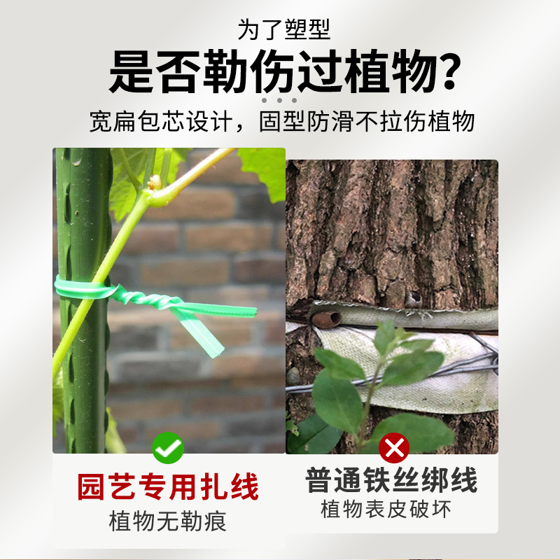 园艺扎带月季植物固定绳瓜苗藤蔓攀爬植物包塑铁丝带剪扎线捆绑线 - 图0