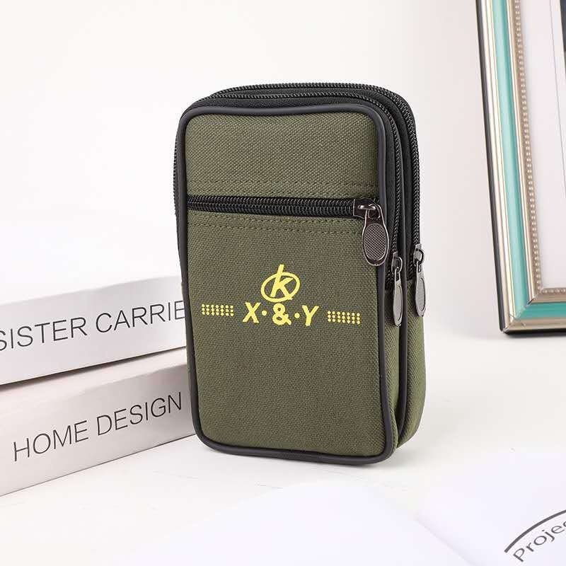 新款男士6.8英寸帆布手机腰包横竖3拉手机腰包穿皮带手机包,淘宝优惠券,粉丝福利购,淘宝优惠卷