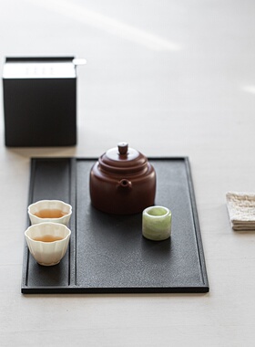 乌金石茶盘天然原石茶盘小茶台干泡盘茶具收纳盘家居摆件