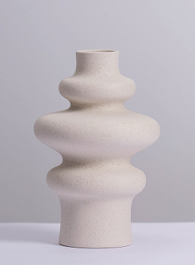 现代简约mini陶瓷花瓶创意素烧磨砂螺纹水培干花器家居摆件工艺品