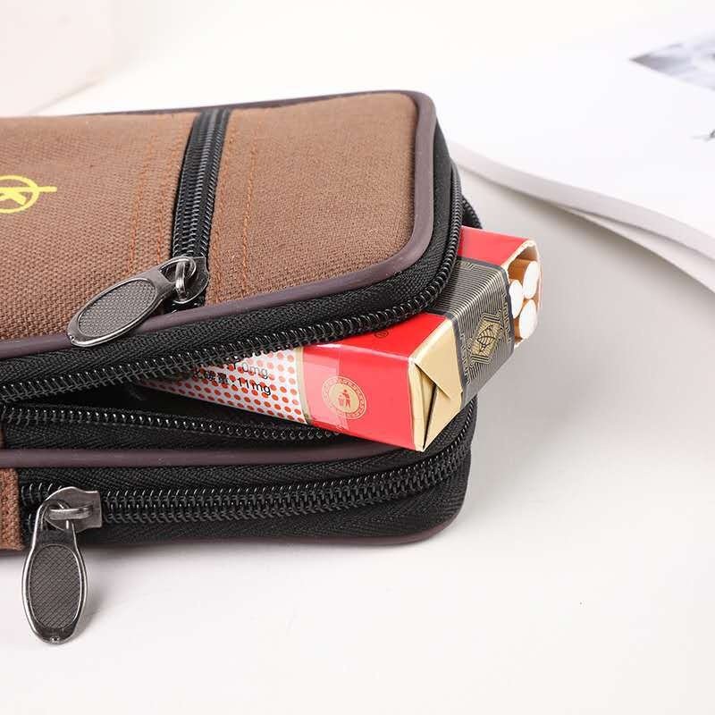 新款男士6.8英寸帆布手机腰包横竖3拉手机腰包穿皮带手机包,淘宝优惠券,粉丝福利购,淘宝优惠卷