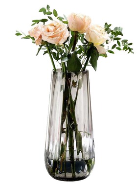 美式创意透明富贵竹玻璃花瓶摆件客厅插花鲜花花器家居装饰品