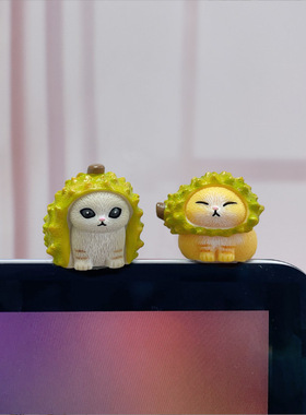 榴莲小王子可爱榴莲小猫咪表情树脂摆件车载家居桌面装饰小摆件