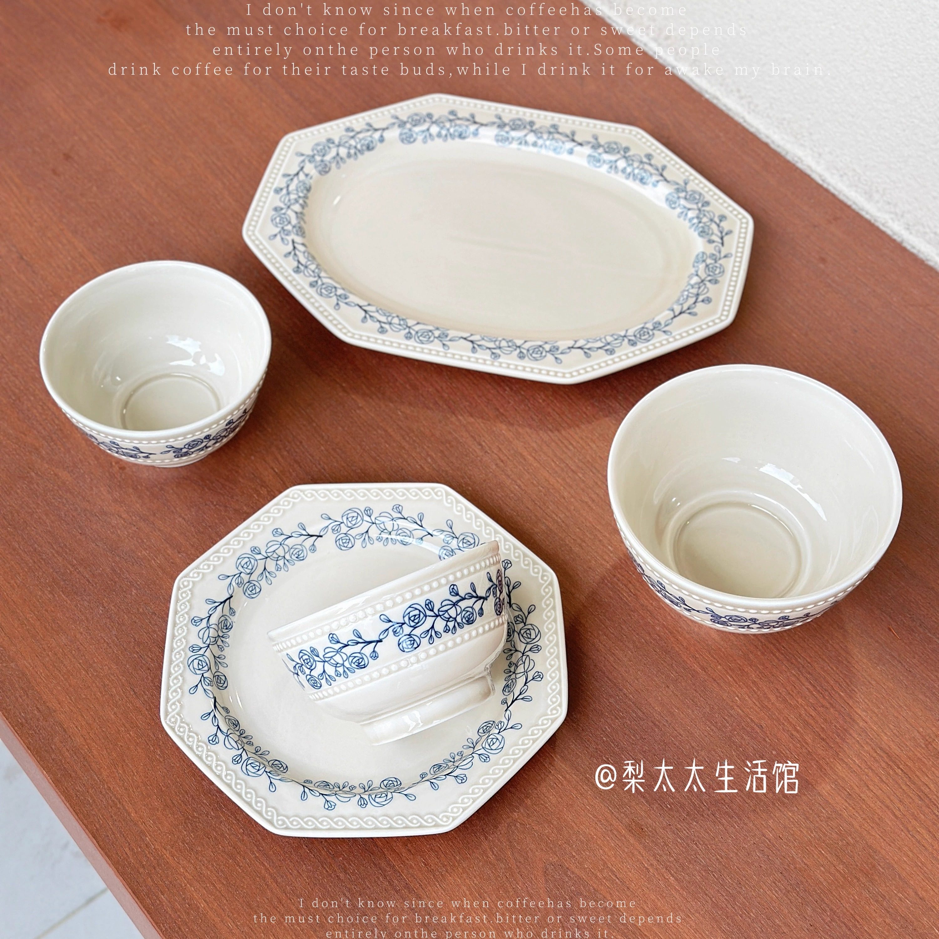 复古法式玫瑰系列陶瓷碗碟家用陶瓷餐具温柔花边装饰碗盘米饭碗面,淘宝优惠券,粉丝福利购,淘宝优惠卷