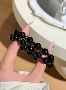 天然黑曜石情侣手链单双圈串珠手串简约气质显白手链女礼物高级感
