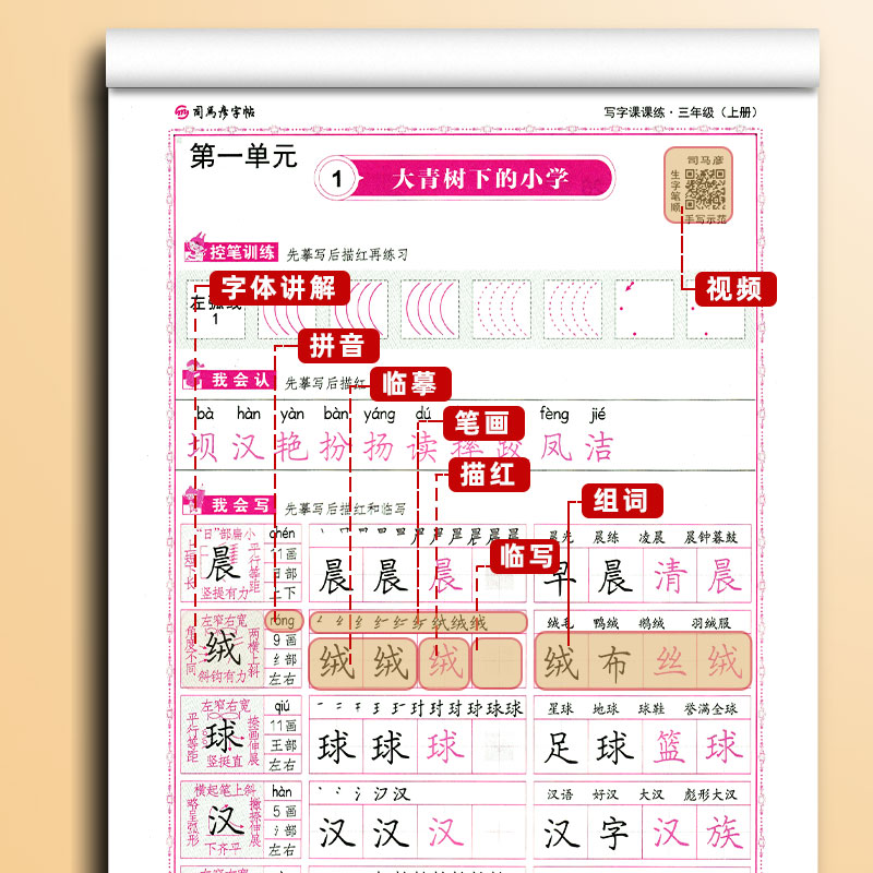 司马彦小学生写字课课练3三年级上册同步字帖人教版楷书2024部编版语文英语下册课本生字全套正楷钢笔练字帖 - 图1