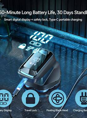 Men Head Hair Trimmer Magnetic 7 Heads Foil IPX7 Travel Lock