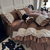 French retro plaid 100% cotton washed cotton four-piece set