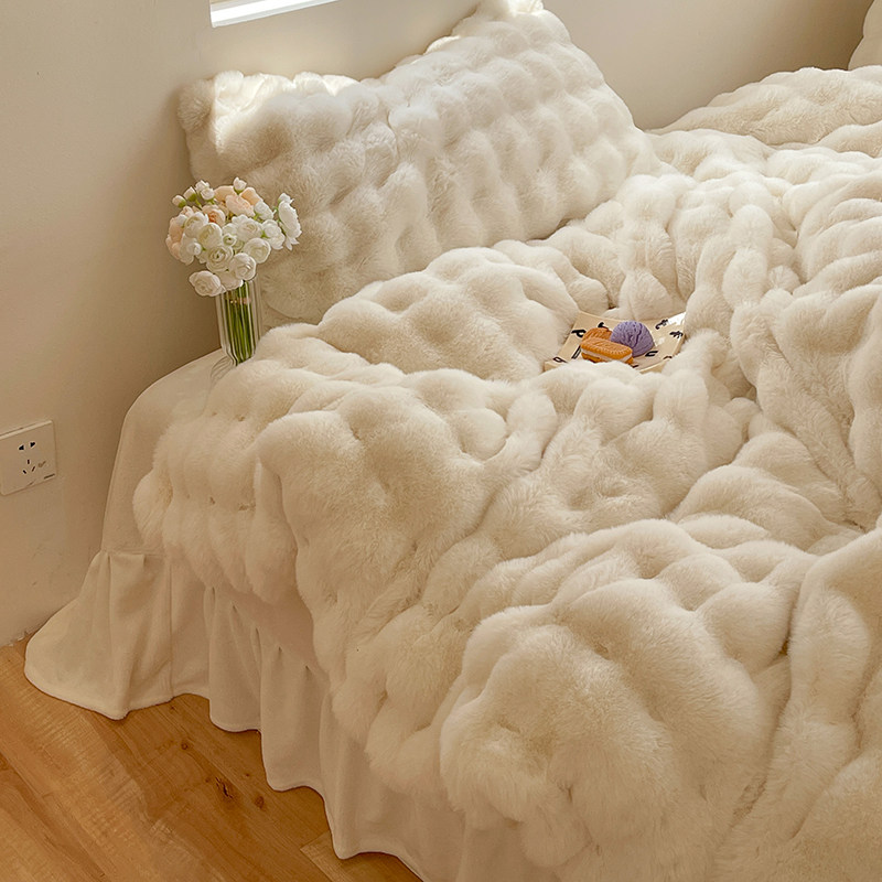 ins冬季兔兔绒加绒床上四件套公主风双面毛绒被套牛奶珊瑚绒床单4,淘宝优惠券,粉丝福利购,淘宝优惠卷