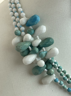 925配件蛋面白石镶嵌花朵装饰项链手链中短款老货氧化不退换5.78