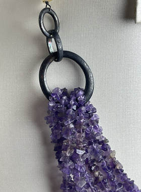 925配件紫晶绿凌黄灵小碎石缠绕流苏中短款项链老货氧化不退换578