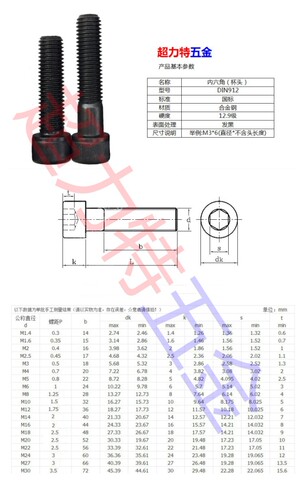 12.9级内六角螺丝M3M4M5M6M8M10M12M14M16M18M20〖M1.6至48均有〗 - 图2