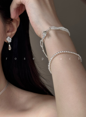 rosepeach「云上舞白系列」原创小众少女花朵气质清冷感金属手链