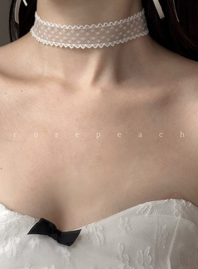 rosepeach「云上舞白系列」原创小众法式少女清冷波点蕾丝choker