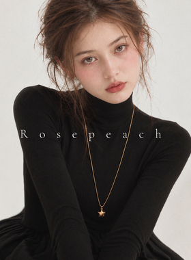 rosepeach「轻奢系列」原创小众少女拉丝星星钛钢长项链毛衣链