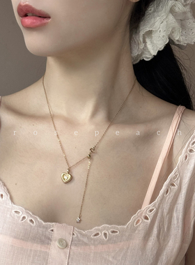 rosepeach「布达佩斯系列」原创小众法式少女爱心锆石金属项链