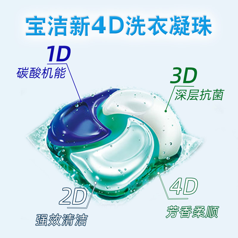 日本进口宝洁碧浪洗衣凝珠花香除臭4D洗衣球11粒去污柔顺剂洗衣液