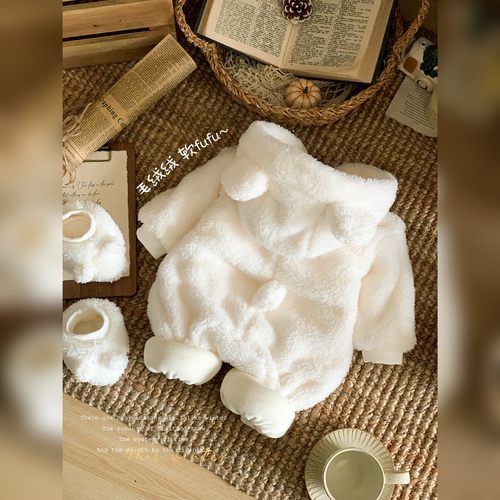 婴儿衣服冬季宝宝连体衣洋气婴幼儿加绒外出爬服可爱保暖哈衣冬装 - 图3