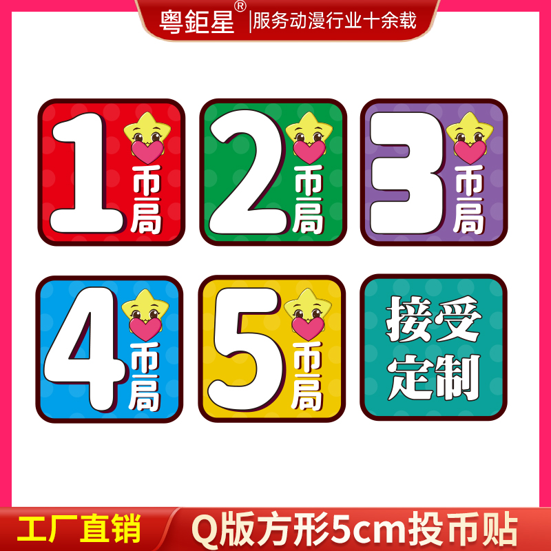 游戏机配件投币器投币数滴胶贴标签1234枚禁止摇晃禁止外币警告语 - 图0