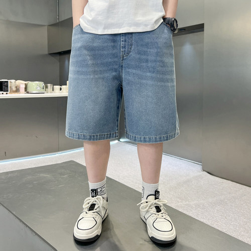 贝田男童牛仔短裤夏季儿童装裤子薄款2026新款五分裤酷帅潮牌中裤 - 图2