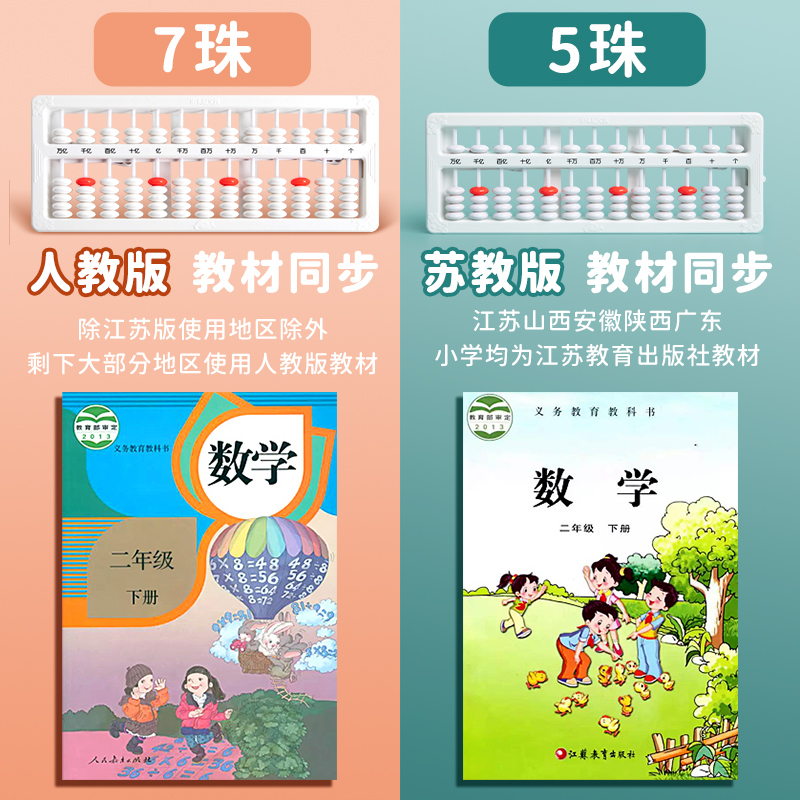 5珠7珠13档珠心算算盘幼儿小学生一二年级下册珠算专用儿童数学宝宝玩具五珠小算盘计算器早教算术教具珠算盘-图1