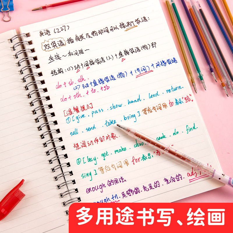闪光笔笔芯彩色笔啫喱笔芯银光笔变色亮晶晶荧光笔速干儿童流沙闪光笔芯套装12色金属色水粉彩笔手账笔替芯粗 - 图1