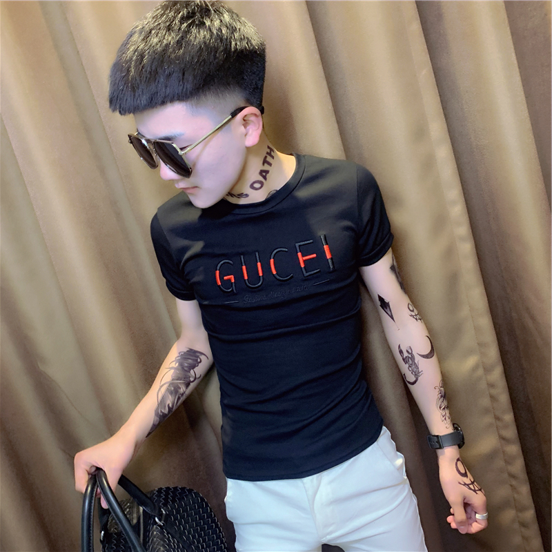 夏装男士特小码t恤修身短款XS号短袖社会精神小伙紧身薄半袖体桖 - 图1