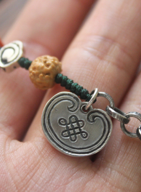 原创设计风纯银中国结椰蒂手绳