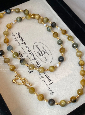 天然石串珠项链秋冬叠戴毛衣链轻奢长款高级感小众设计配饰吊坠女