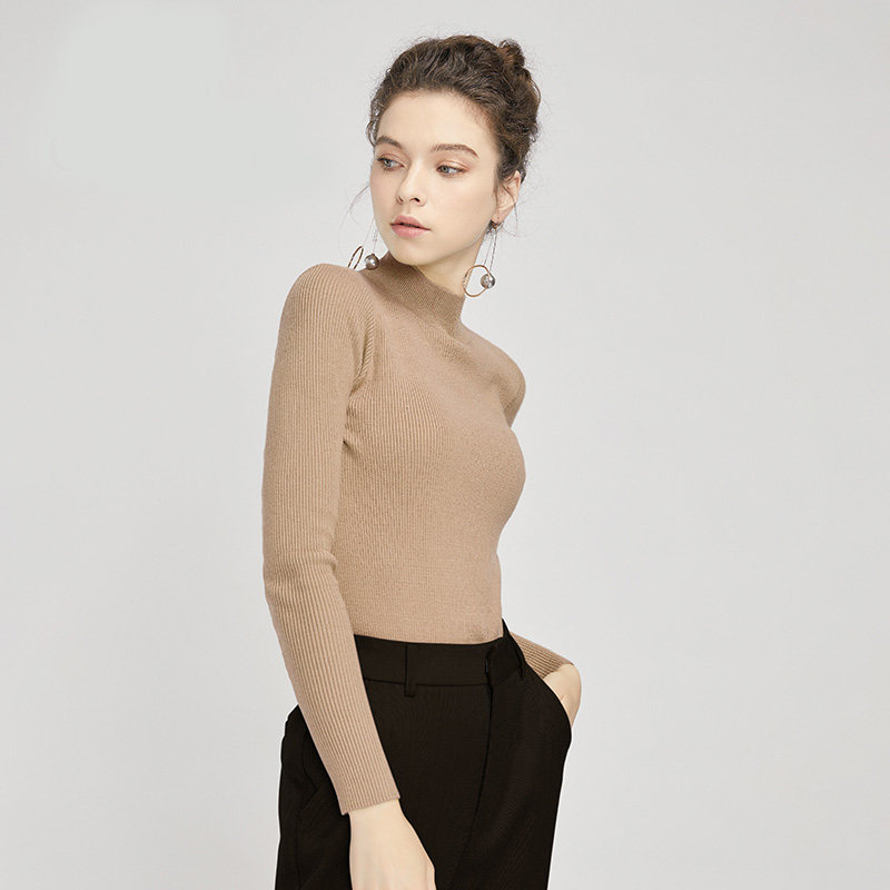 骆驼2020秋季新款半高领打底针织衫 cameljeans毛针织衫