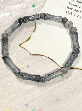 节节高｜原创小众设计黑白灰色冷淡风琉璃竹节天然石串珠手绳手链