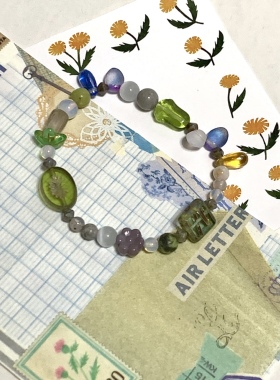 /春意/原创小众设计复古高级感捷克珠天然石清冷气质串珠手链手饰