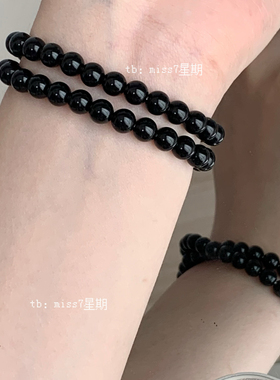 素｜原创小众设计新中式复古简约6A天然黑玛瑙双圈串珠手链