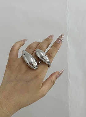 极简光面水滴开口戒指