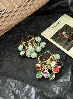 孔雀石高级流苏开口戒指小众设计