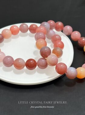 天然盐源玛瑙彩色水晶手串手链diy原创学生礼物女生春夏流行饰品