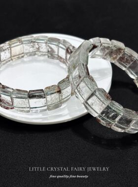 天然红绿幽灵水晶方形手牌排手链可diy原创水晶首饰文艺流行礼物