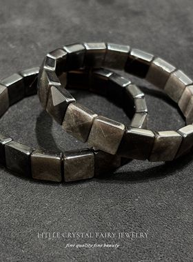 天然银曜石切面手牌排手链可diy原创水晶饰品礼物外贸小众首饰