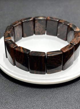 天然胡桃木红黑双色曜石手牌手链可diy原创水晶小众配件礼物首饰