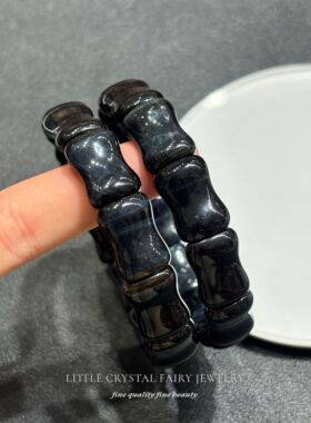 天然蓝虎眼石手排手牌手串手链diy串珠材料原创女生蓝色水晶礼物