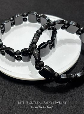 天然黑碧玺水晶手牌排方形手串手链可diy原创同款饰品配件材料
