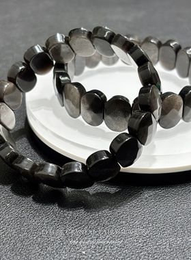 天然银曜石刻面手牌手链可diy原创水晶外贸饰品小众首饰情侣礼物