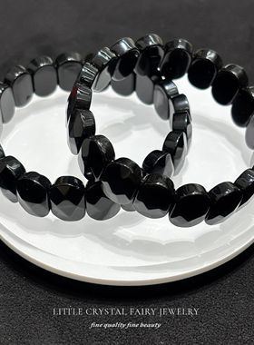 天然黑曜石手排牌手链可diy原创水晶饰品复古小众礼物外贸首饰