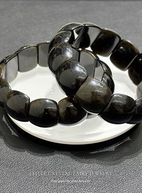 天然黑曜石指甲手牌手链可diy原创水晶手排项链材料外贸小众首饰