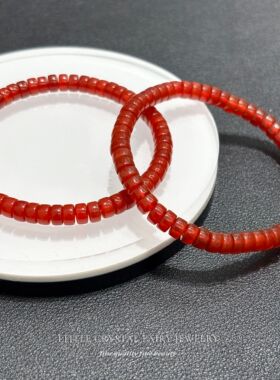 天然红玛瑙直切药片珠手串手链diy原创水晶饰品国风文艺水晶首饰