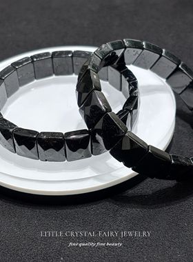 天然黑碧玺水晶手牌排方形手串手链可diy原创同款饰品配件材料