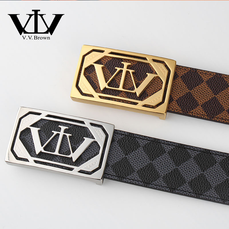 VVBrown意大利品牌正品男皮带平滑板扣高档奢侈品牌真皮腰带裤带,淘宝优惠券,粉丝福利购,淘宝优惠卷